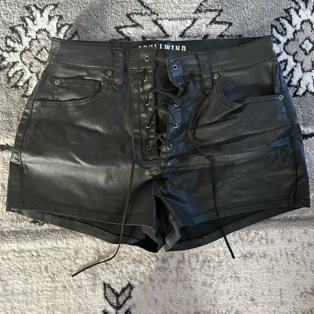 Idyllwind faux leather high-rise lace up shorts